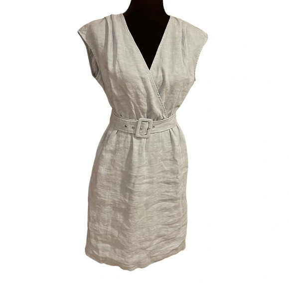 NWT J. McLaughlin Winifred Cap Sleeve Dress in light blue linen blend - Picture 3 of 10